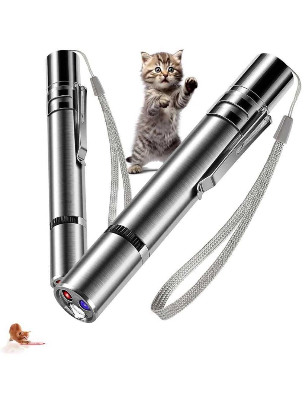 2 Pack USB Rechargeable Cat Laser Pointer Toys - Fun Pet Teaser for Cats